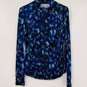 Exertek Multicolored Blue Full Zip Up Exercise Performance Jacket Size Small